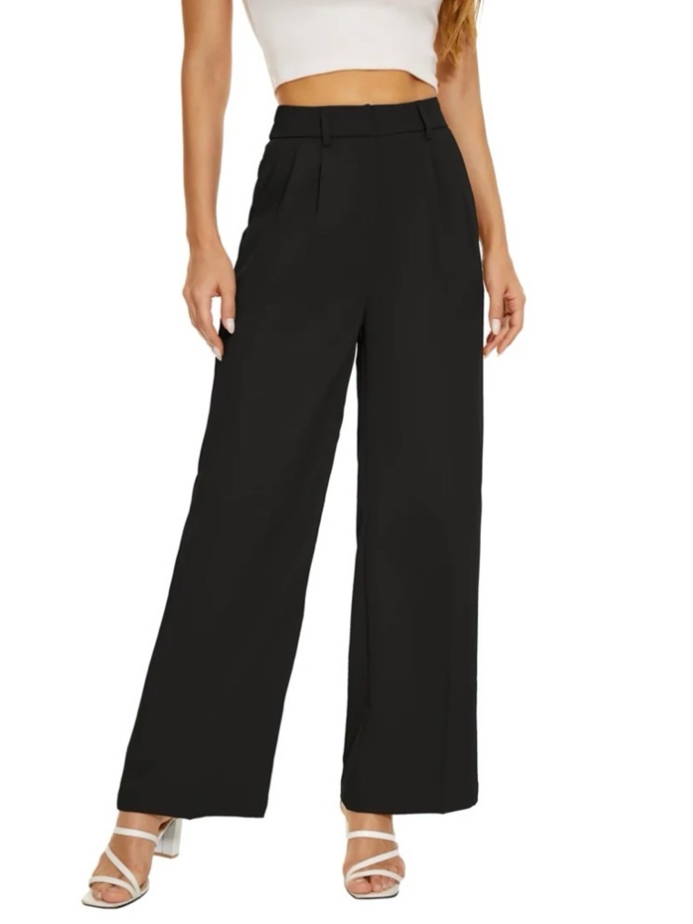 Funyyzo Classic High-Waisted Wide-Leg Pleated Pants - XL
